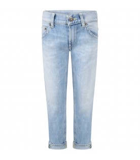 Light-blue jeans for boy with patch logo