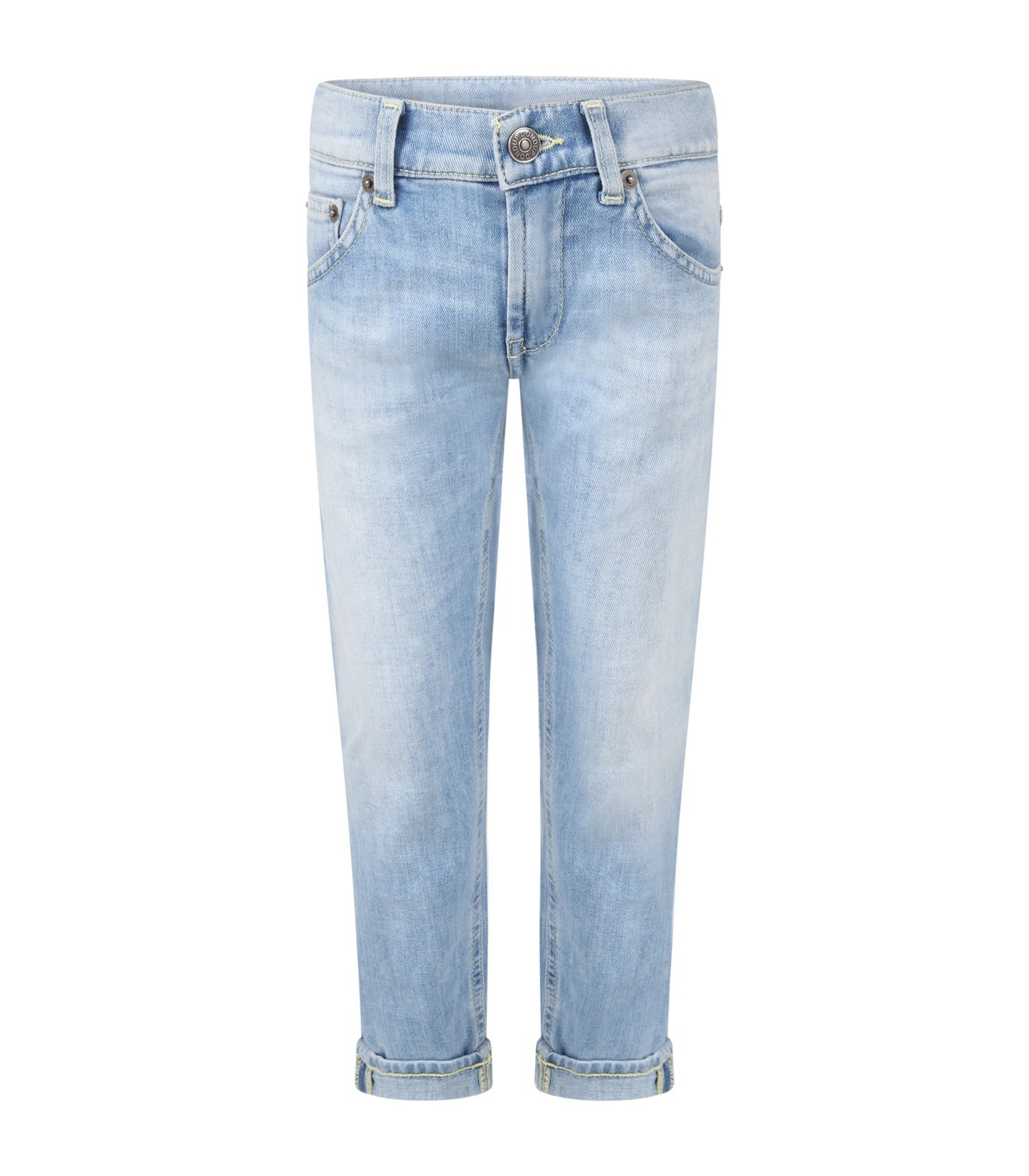 Dondup Kids Light-blue jeans for boy with patch logo
