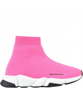 Neon-fuchsia sneakers for girl with logo