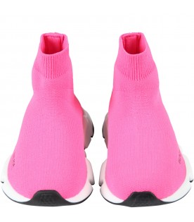 Neon-fuchsia sneakers for girl with logo