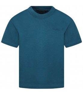 Petroleum green t-shirt for kids with logo