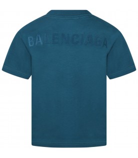 Petroleum green t-shirt for kids with logo
