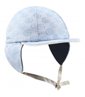 Light-blue hat for baby boy with double GG