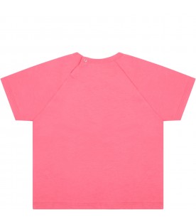 Pink t-shirt for baby girl with logos
