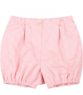 Pink short for baby girl with double GG