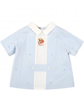 Multicolor shirt for baby boy with bear