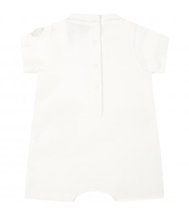 Ivory romper for babykids with embroidered logo