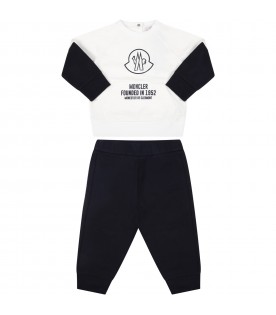 Multicolor tracksuit for baby boy with blue logo