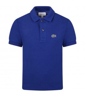 Blue polo for boy with iconic crocodile