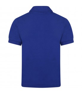 Blue polo for boy with iconic crocodile