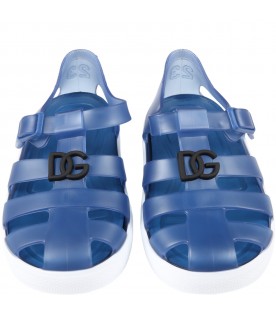 Sandali blu per neonati con logo