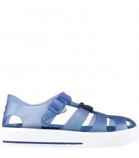 Blue sandals for baby kids with logo