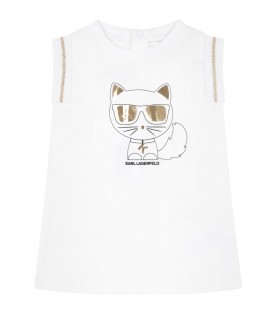 White dress for baby girl with Choupette