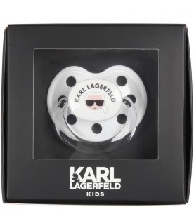 White pacifier for baby kids with Karl