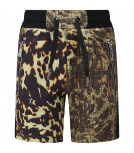 Green shorts for boy with black logo