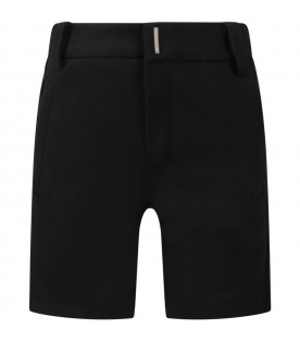Black shorts for boy with metallic logo