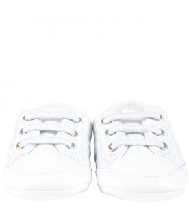 Sneakers bianche per neonato con logo azzurro