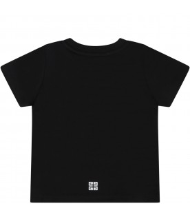Black T-shirt for baby boy with gray logo