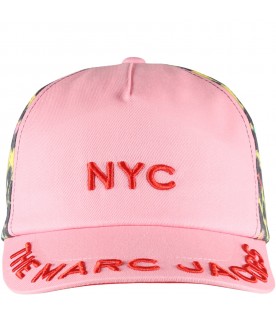 Multicolor hat for girl with red logo