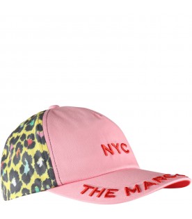 Multicolor hat for girl with red logo