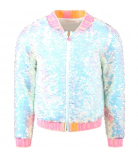 Light-blue jacket for girl with sequins