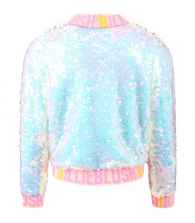 Light-blue jacket for girl with sequins