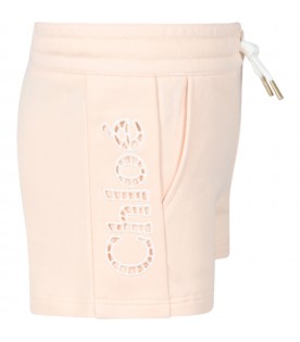 Pink short for girl with logo