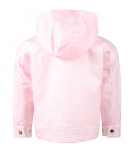 Pink jacket for girl with black logo