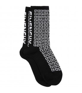 Black socks for kids wiht white logo