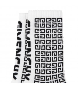 White socks for kids wiht black logo