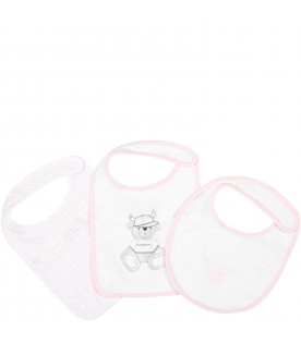 White set for baby girl with logo and bear