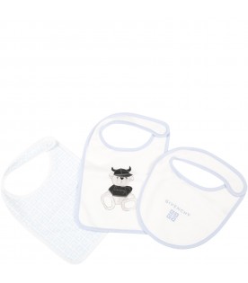 White set for baby boy with logo and bear