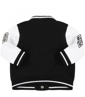 Black jacket for baby kids with white logo