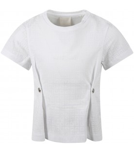 White T-shirt for girl wtih clips and white logo