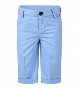 Light-blue shorts for boy with logo