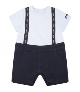Multicolor romper for baby boy with blue logo