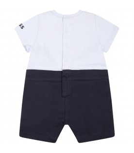 Multicolor romper for baby boy with blue logo