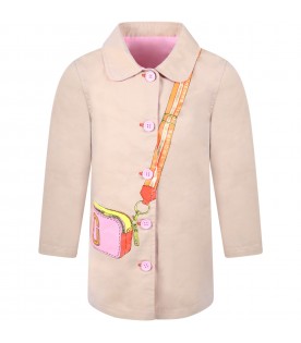 Multicolor coat for girl with logo