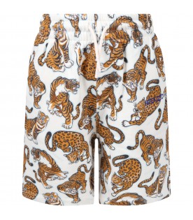 White short for boy with tigers