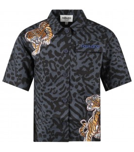 Grey shirt for boy with tigers