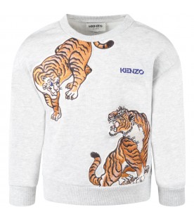 Grey sweatshirt for boy with tigers