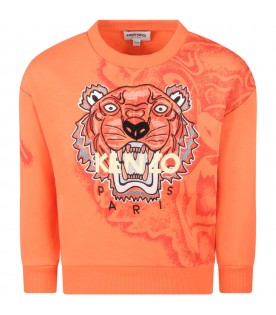 Orange sweatshirt for boy with tigers