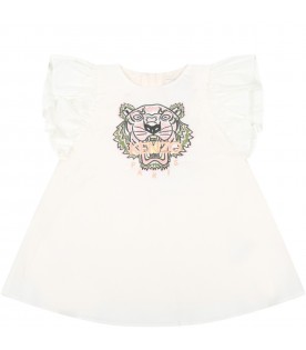White dress for baby girl with tiger