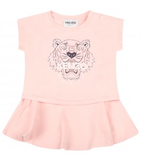 Pink dress for baby girl with tiger