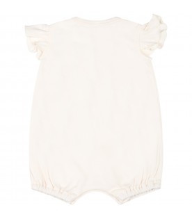 Ivory romper for baby girl with tiger
