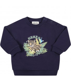 Blue sweatshirt for baby boy with tiger