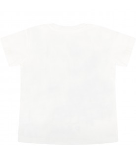 T-shirt bianca per neonato con elefante