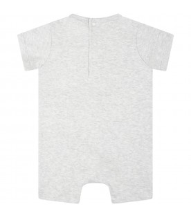 Grey romper for baby boy with tiger