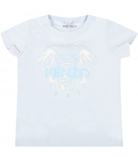 Light-blue t-shirt for baby boy with elephant