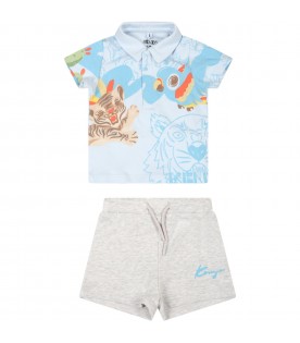 Multicolor set for baby boy with parrots